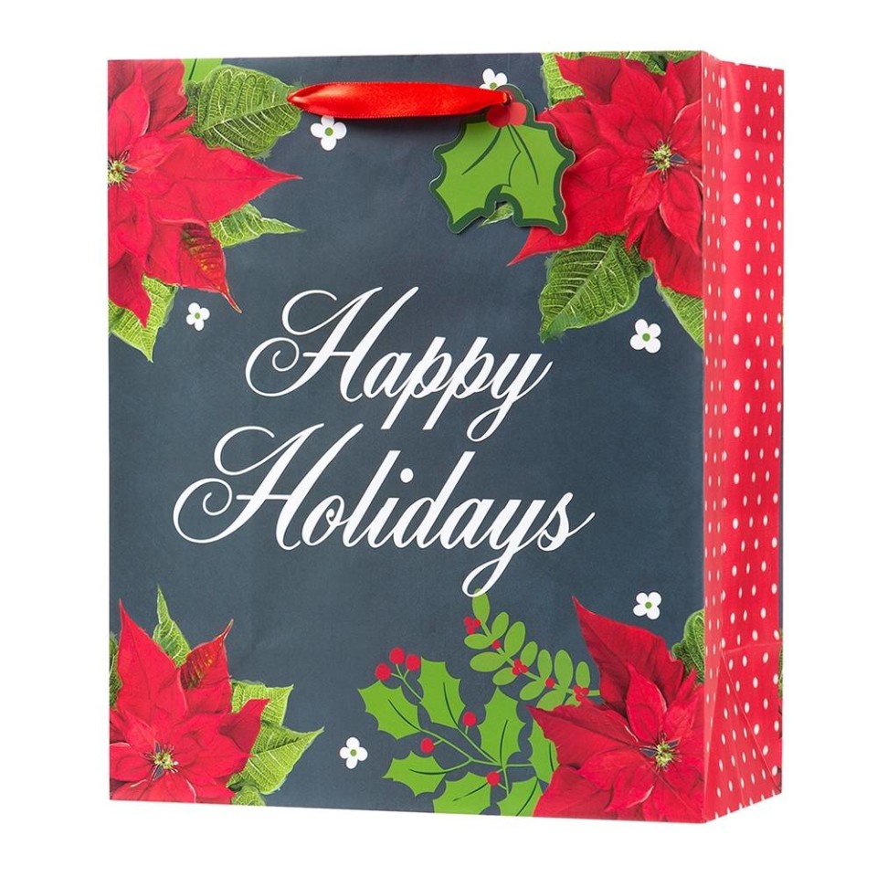 Bolsa de Regalo Paper Craft Nochebuenas Happy Holidays Grande | Walmart