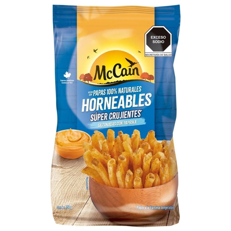 Gajos de papas McCain congeladas horneables con paprika 750 g | Walmart