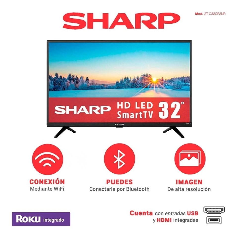 Tv Sharp 32 Pulgadas Hd Smart Tv Led 2t C32cf2ur Walmart 6566