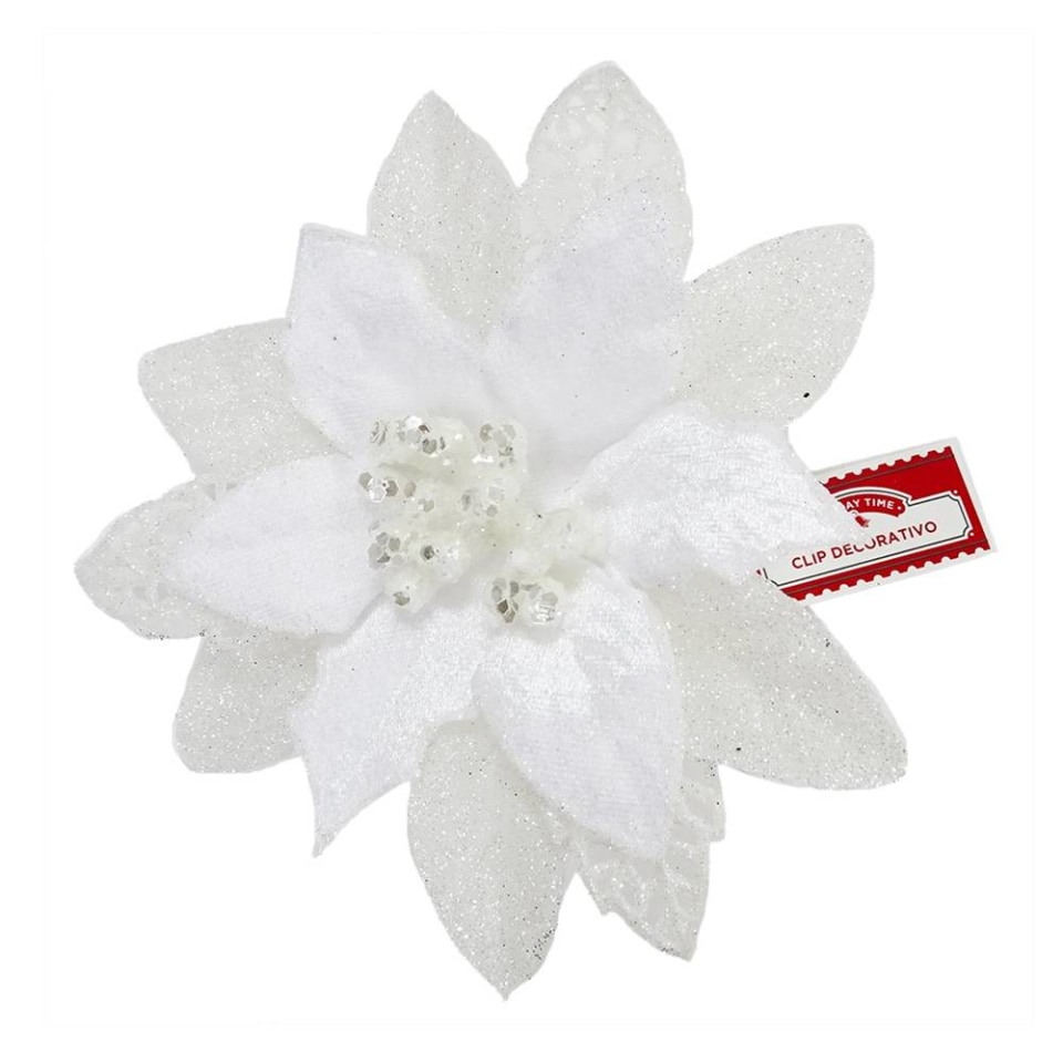 Clip Decorativo Holiday Time Nochebuena Blanca WHSC21004A | Walmart