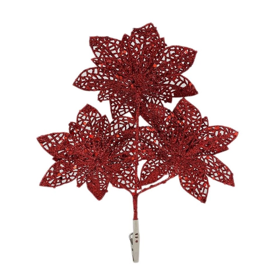 Clip Holiday Time Colección Tradicional Flor de Nochebuena con Diamantina  20 cm | Walmart