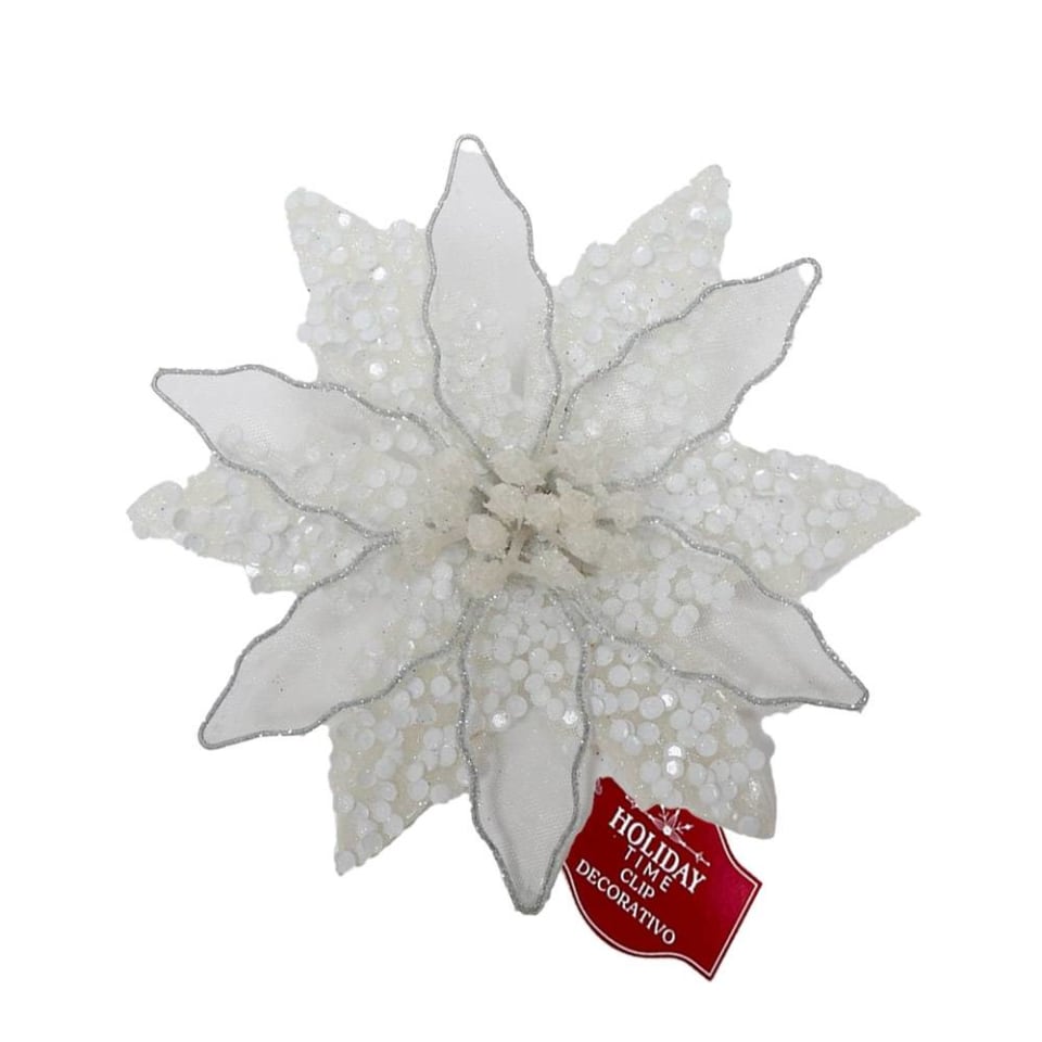 Clip Holiday Time de Flor de Nochebuena Grueso Color Blanco | Walmart