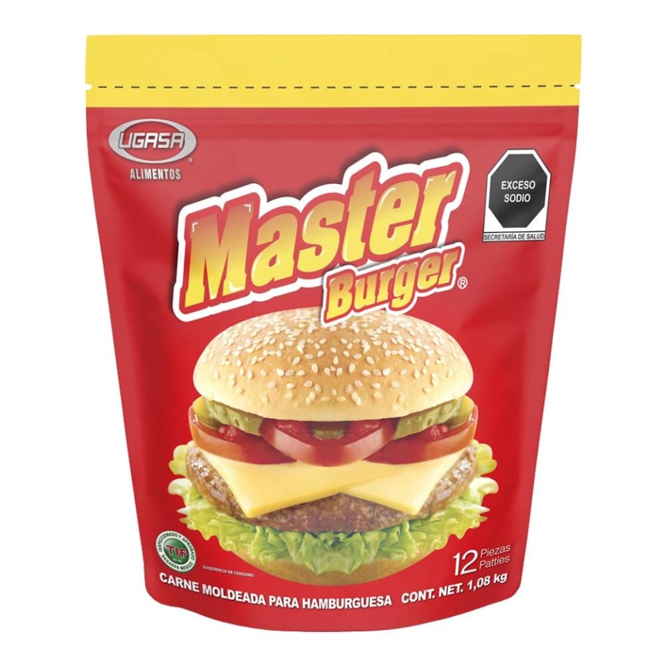 Carne para hamburguesa Master Burger 12 pzas de 90 g c/u Walmart