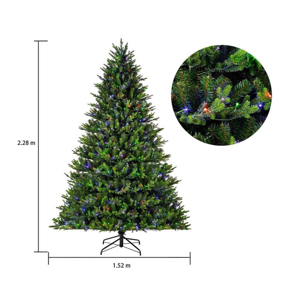 Árbol con Luz LED Holiday Time Verde Mixto con 8 Funciones 2.28 m | Walmart