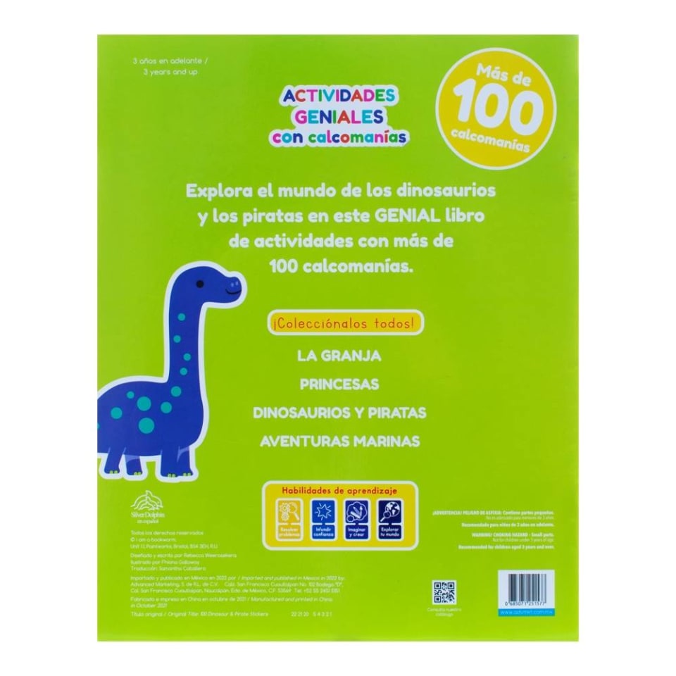 100 Calcomanias de Dinosaurios y Piratas Silver Dolphin Advanced Marketing Bookworm | Walmart 100 Calcomanias de Dinosaurios y Piratas Silver Dolphin Advanced Marketing Bookworm | Walmart