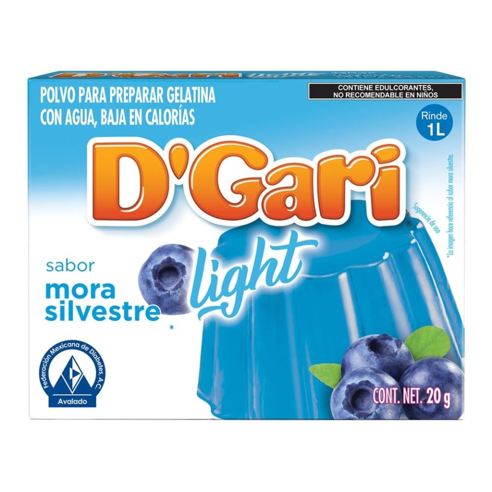 Polvo Para Preparar Gelatina D´gari Light De Agua Sabor Mora Silvestre 20 G Walmart 5036