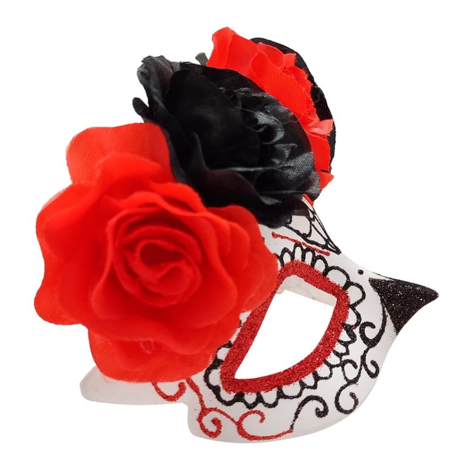 Antifaz Way To Celebrate Catrina con Flores Rojas y Negras | Walmart Antifaz Way To Celebrate Catrina con Flores Rojas y Negras | Walmart