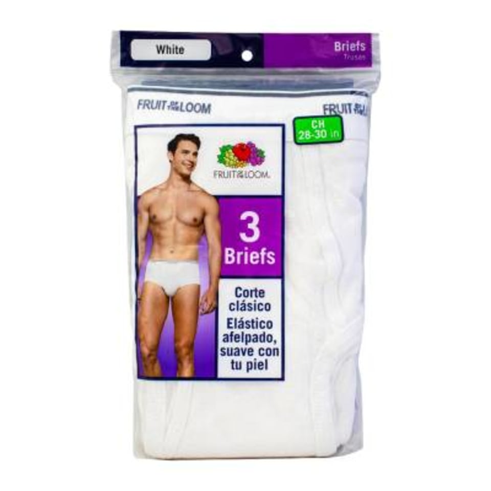 Trusa para Hombre Fruit of the Loom Talla CH Clásico Blanco 3 Piezas Walmart