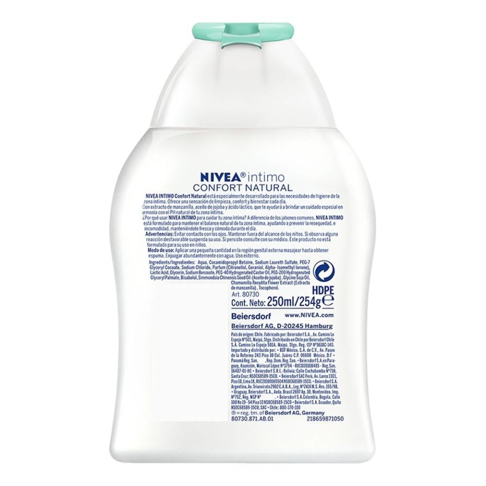 Jabón íntimo Nivea Confort Natural 250 Ml Walmart 3813