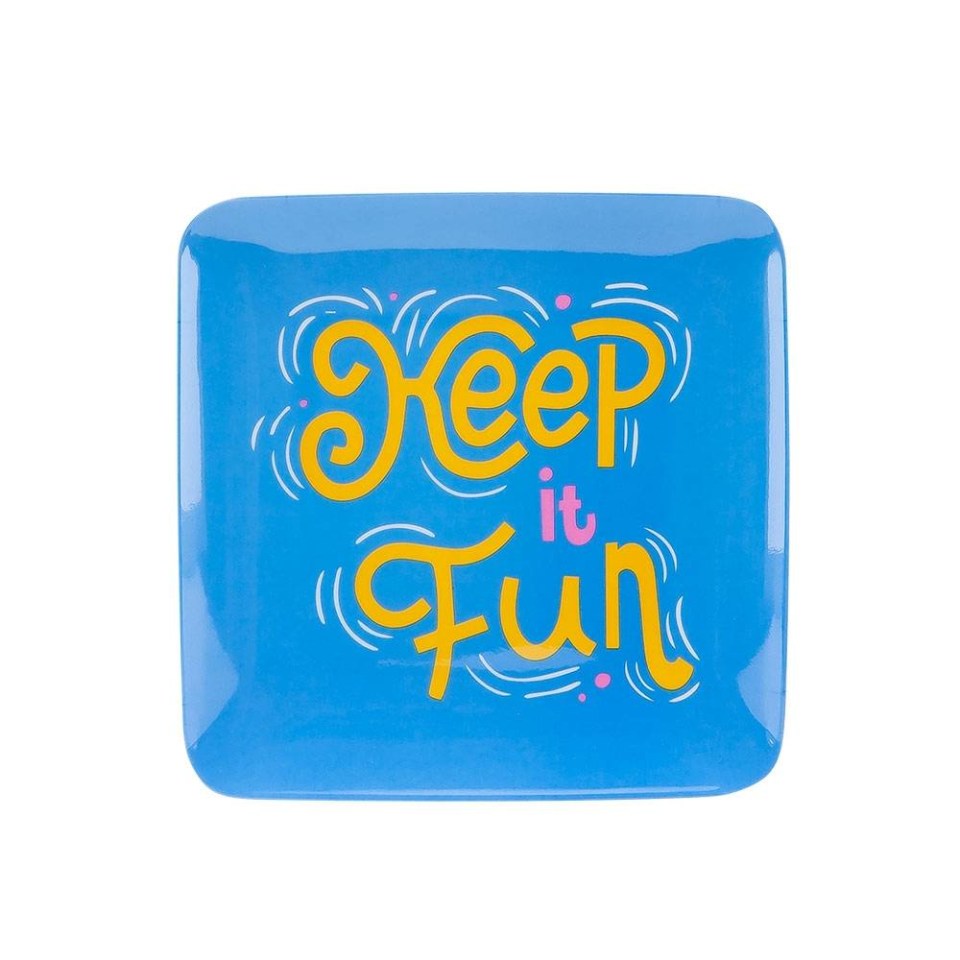 PLATO POSTRE CUADRADO FRASES AZUL 22CM