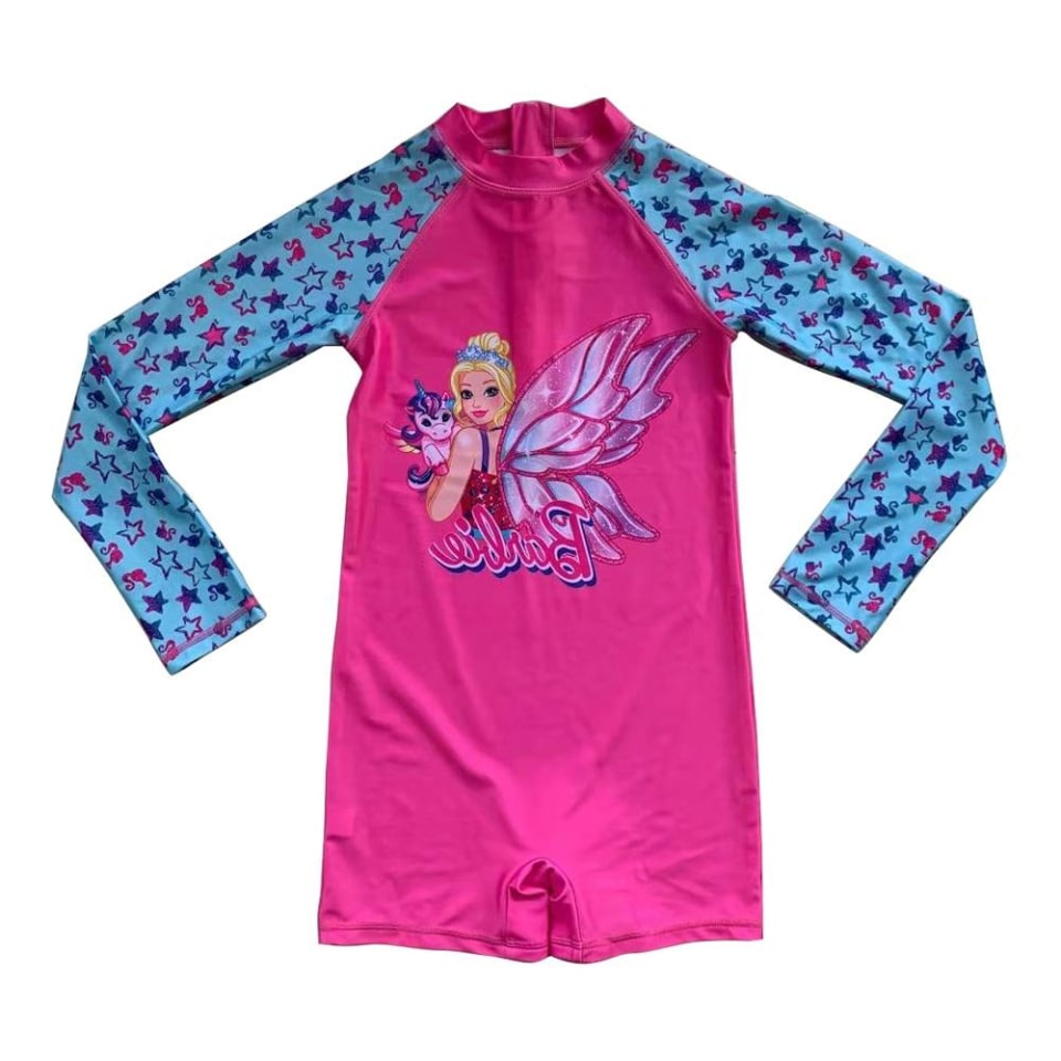 Traje de Baño Barbie Talla 4 Manga Larga con Estrellas Rosa | Walmart