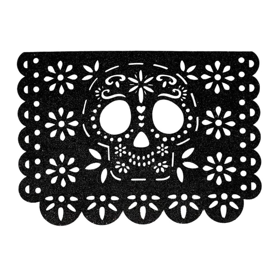 Mantel Individual Halloween Calavera de Papel Picado Negro Walmart