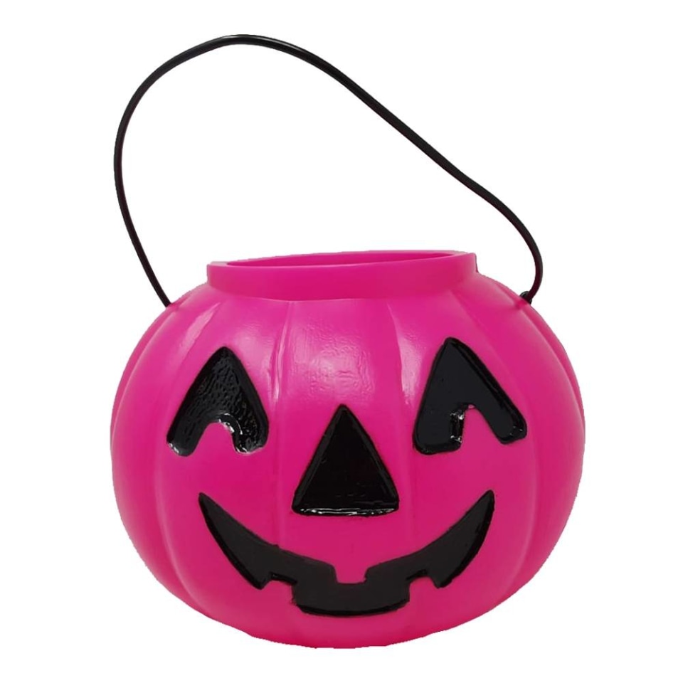 Calabaza de Plástico Halloween Mediana Rosa con Asa | Walmart Calabaza de Plástico Halloween Mediana Rosa con Asa | Walmart
