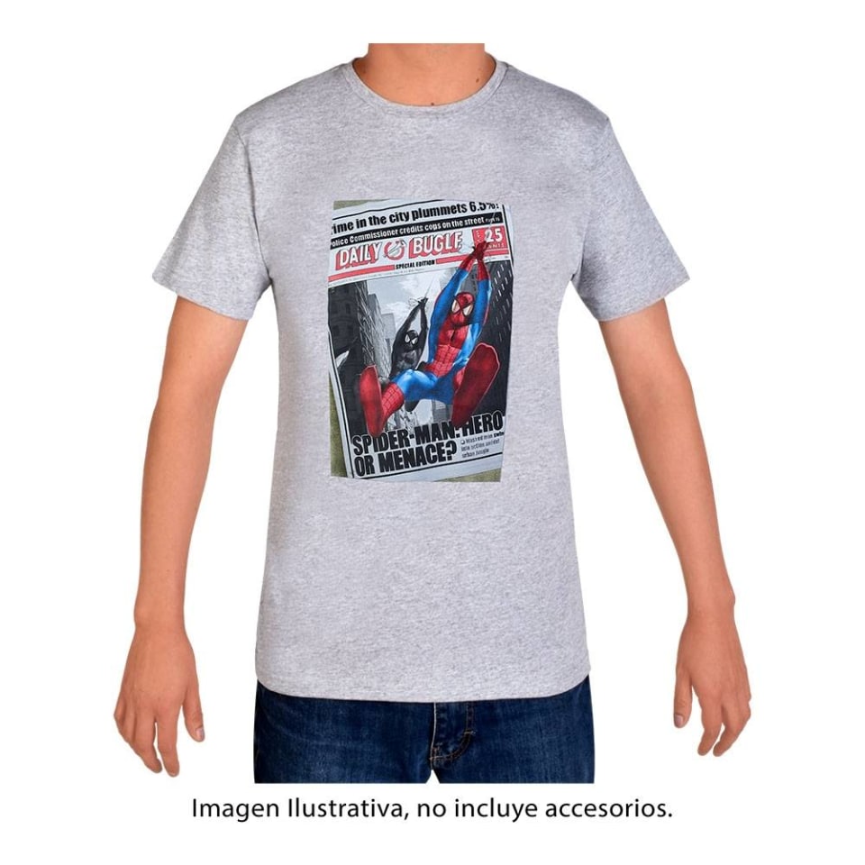 Playera Marvel Talla M Spider-Man Gris Jaspe | Walmart