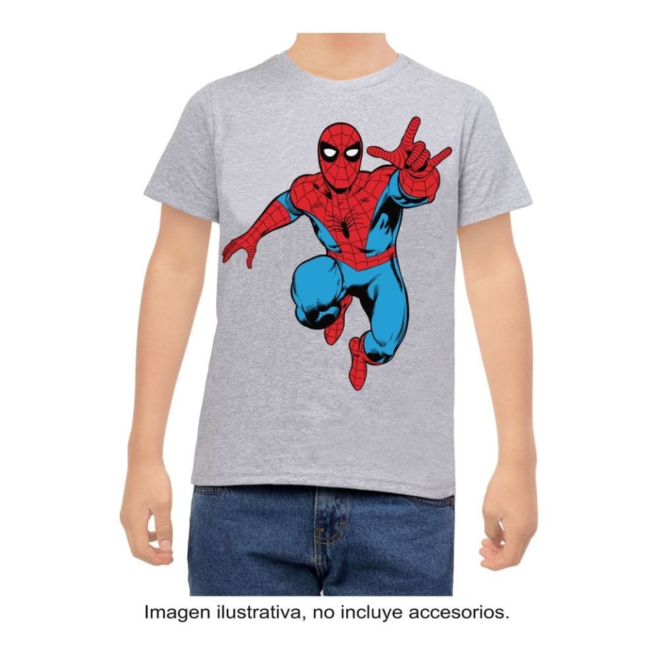 Playera Spiderman Talla 4 Jaspeada con Estampado Superhéroe Gris | Walmart