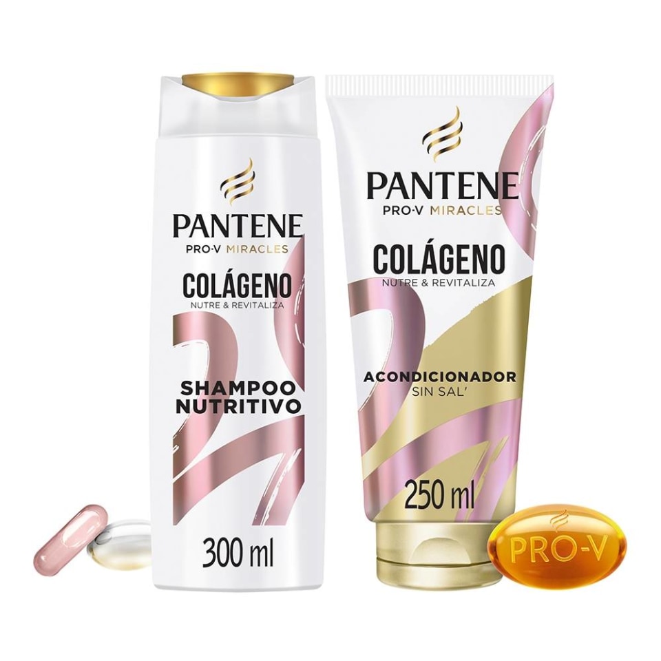 Shampoo Y Acondicionador Pantene Pro V Miracles Colágeno Nutre Y Revitaliza 300 Ml Y 250 Ml