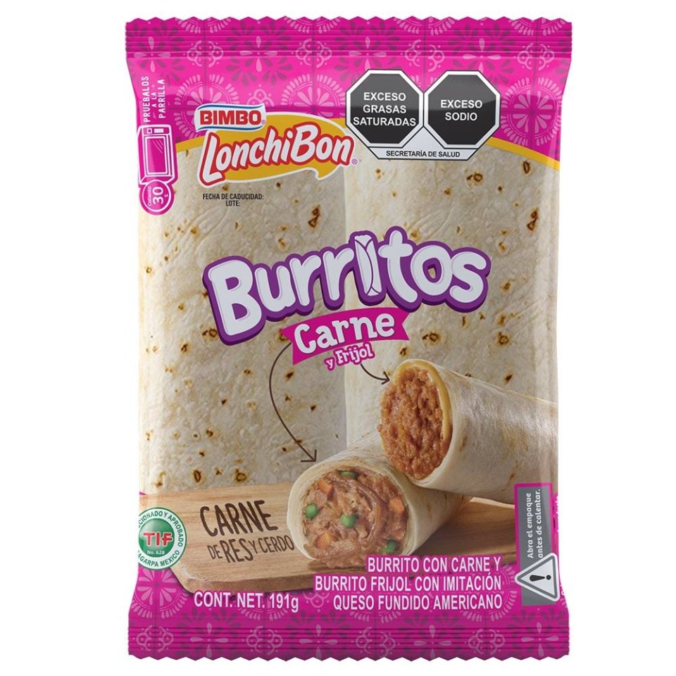 Burritos Bimbo LonchiBon carne y frijol 191 g Walmart