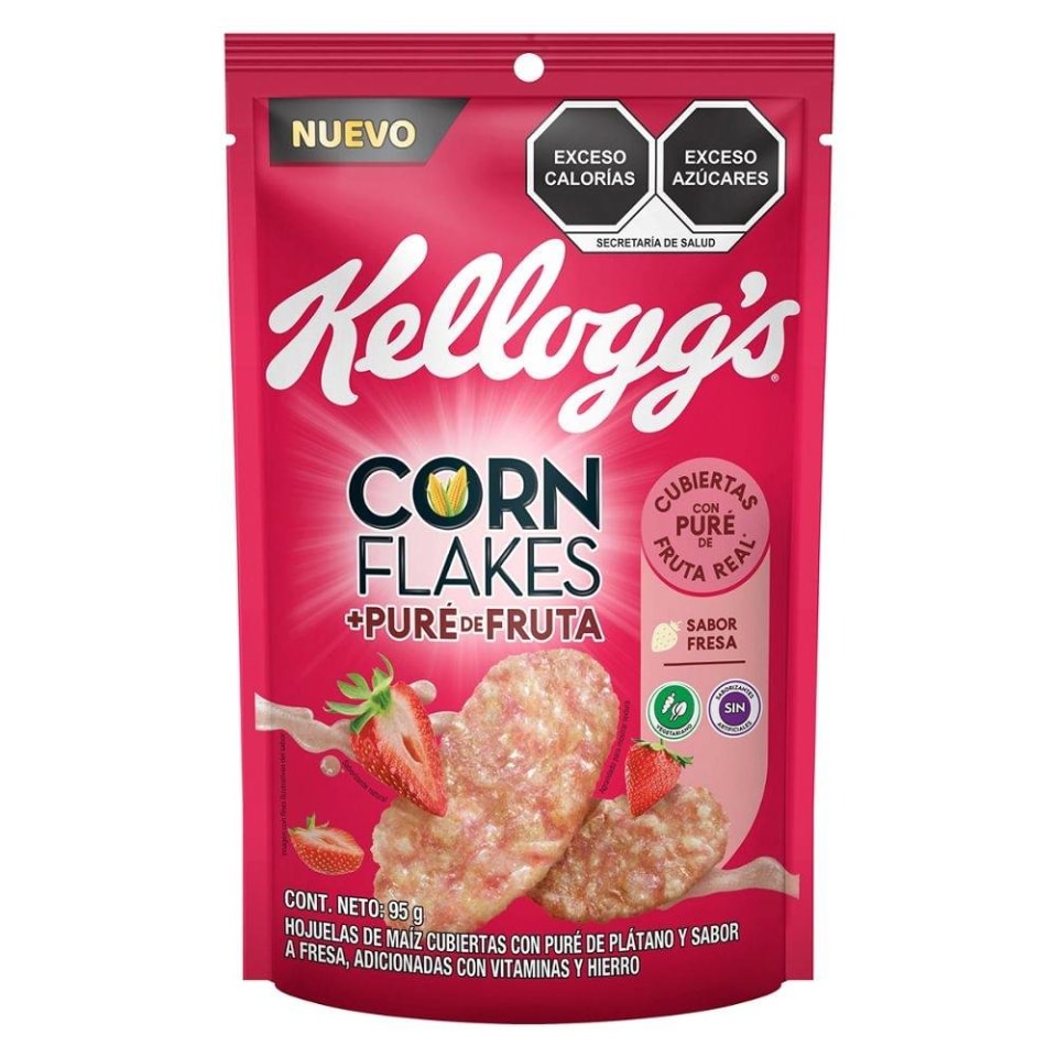 Cereal Corn Flakes Kelloggs Cubierto Con Puré De Fruta Sabor Fresa 95 G Walmart 6725