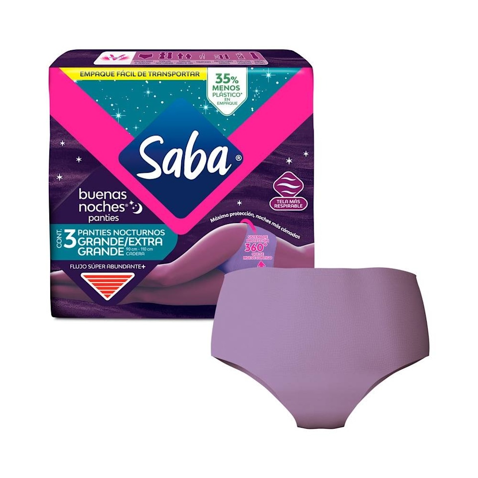Panties Saba Buenas Noches flujo súper abundante talla G-EG 3 pzas | Walmart Panties Saba Buenas Noches flujo súper abundante talla G-EG 3 pzas | Walmart