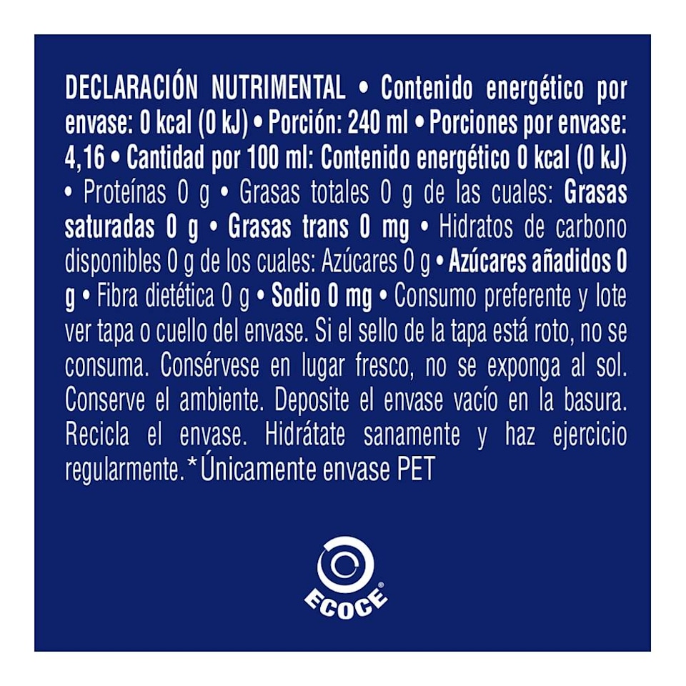 Agua Epura purificada sin sodio 6 botellas de 1 l c/u Walmart