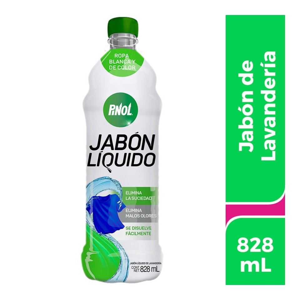 Jabón líquido Pinol lavandería ropa blanca y de color 828 ml | Walmart