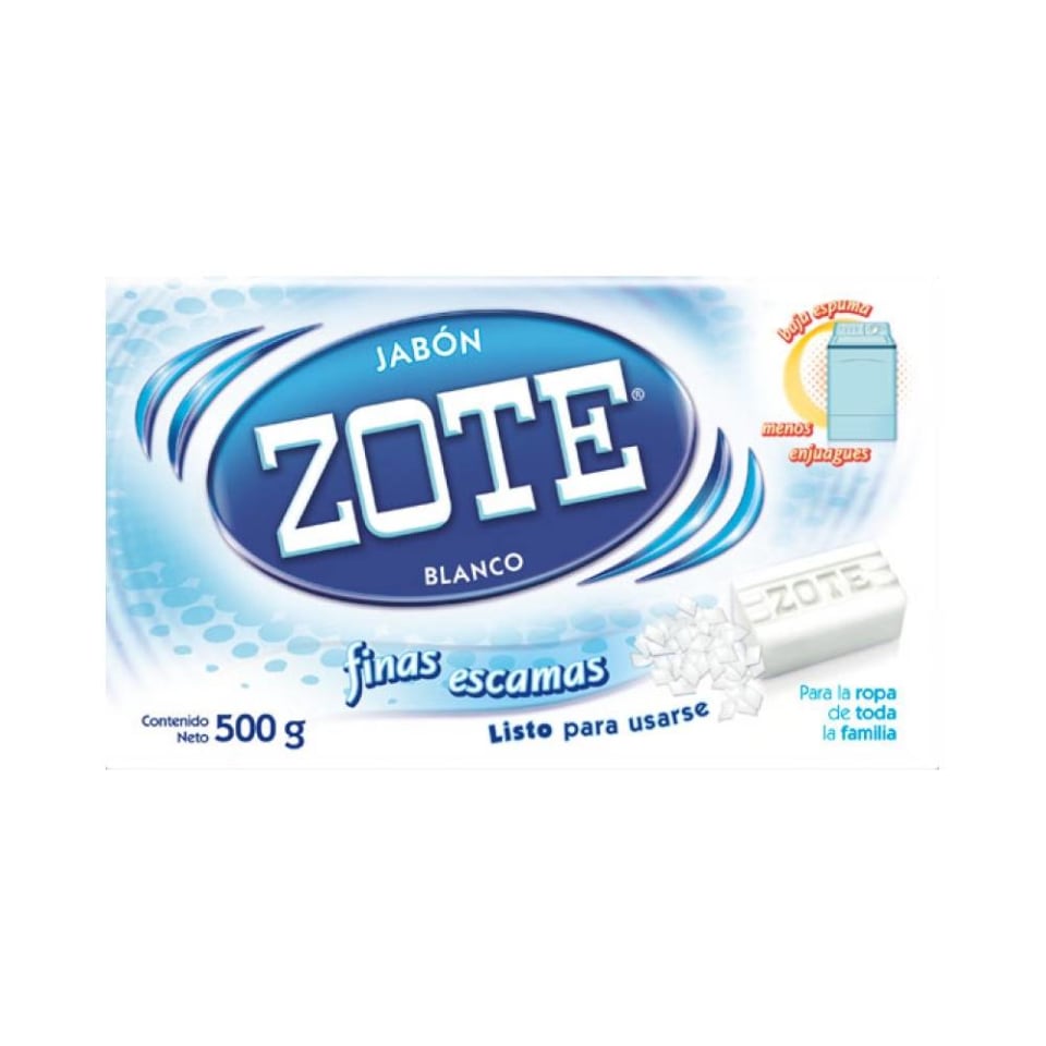 Jabón Zote en barra blanco finas escamas 500 g | Walmart