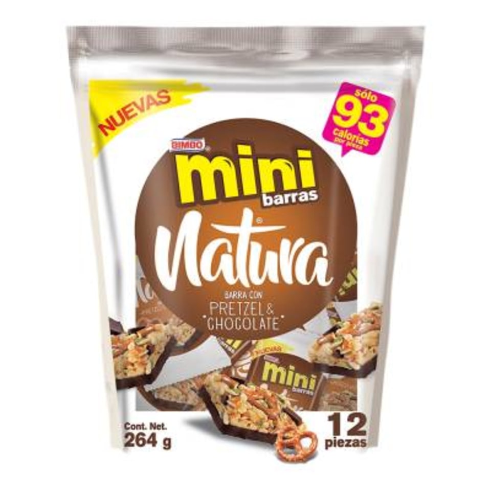 Barras Bimbo Natura mini con pretzel y chocolate 12 pzas 264 g | Walmart