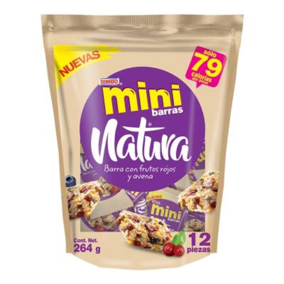 Barras Bimbo Natura mini con frutos rojos y avena 12 pzas 264 g | Walmart