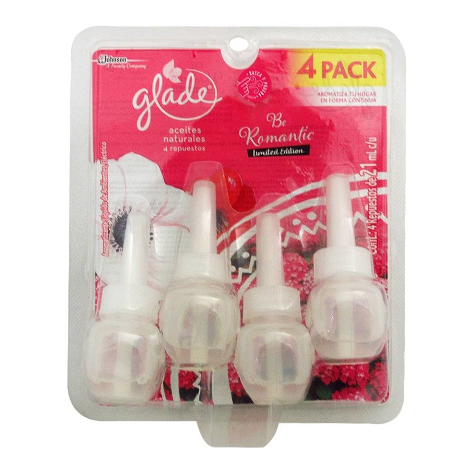 Aromatizante ambiental Glade be romantic líquido 4 pzas de 21 ml c/u |  Walmart