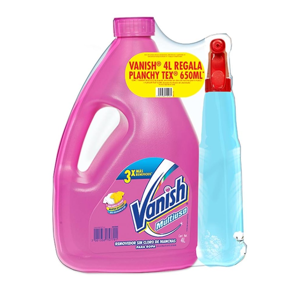 Removedor de manchas para ropa Vanish 4 l más Planchy Tex de 650 ml |  Walmart