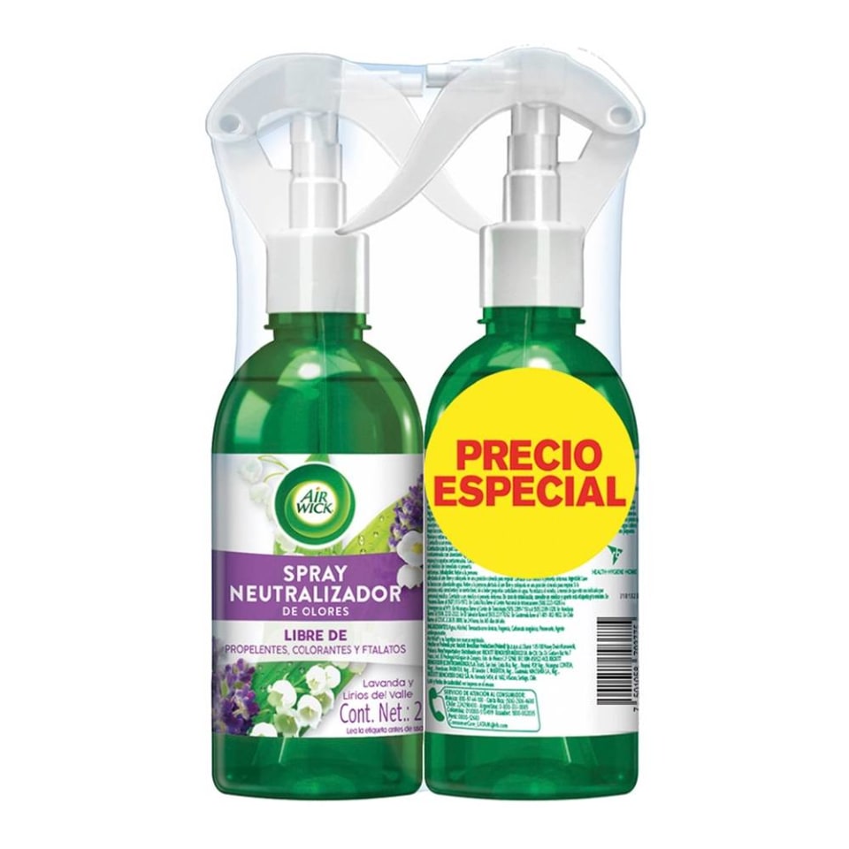 Spray Air Wick neutralizador de olores lavanda y lirio del valle 2 pzas de  237 ml c/u | Walmart
