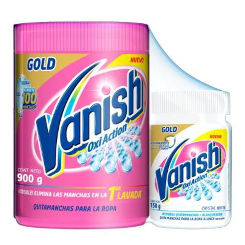 Quitamanchas en polvo Vanish gold oxi action 900 g más gold crystal white  150 g | Walmart