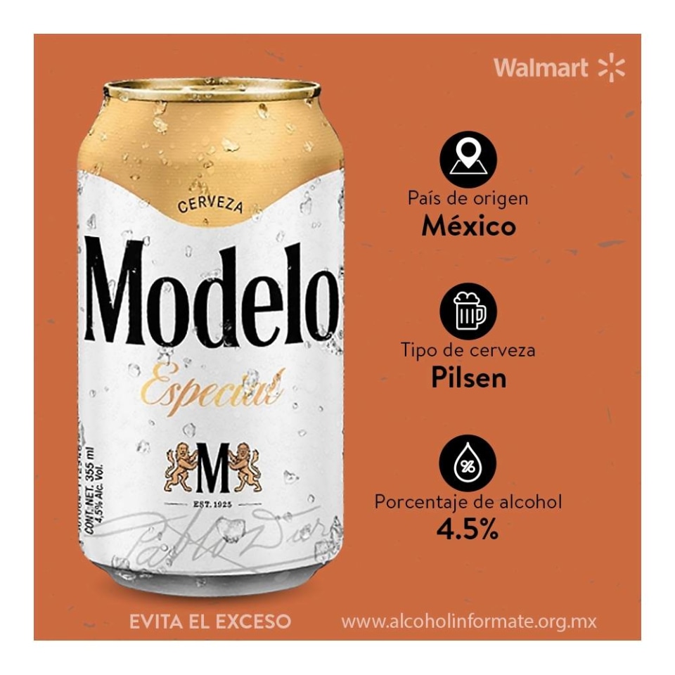 Cerveza clara Modelo Especial 6 latas de 355 ml c/u | Walmart