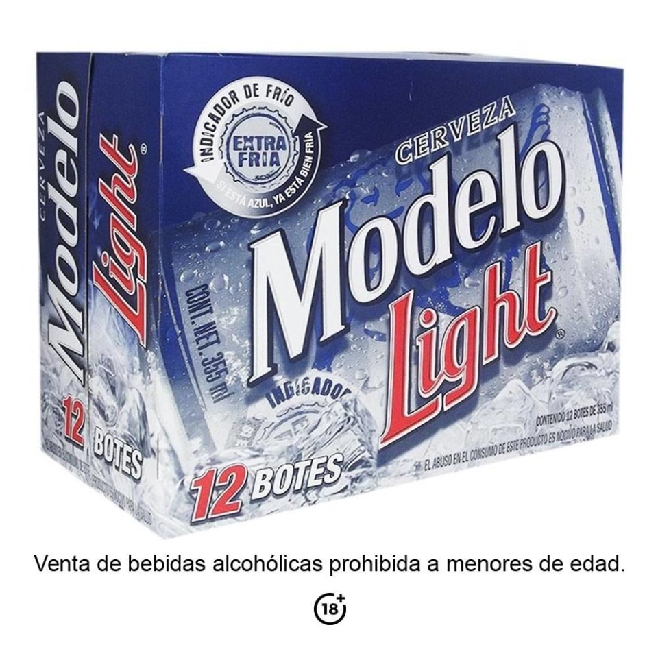 Cerveza clara Modelo light 12 latas de 355 ml c/u | Walmart