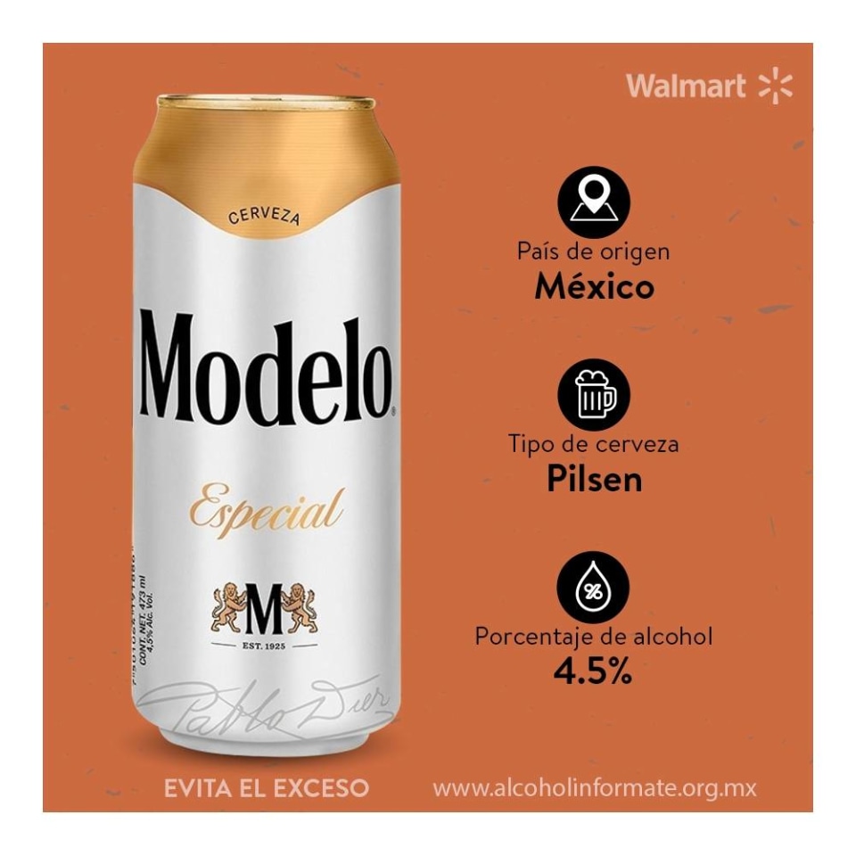 Cerveza clara Modelo especial 4 latas de 473 ml c/u | Walmart