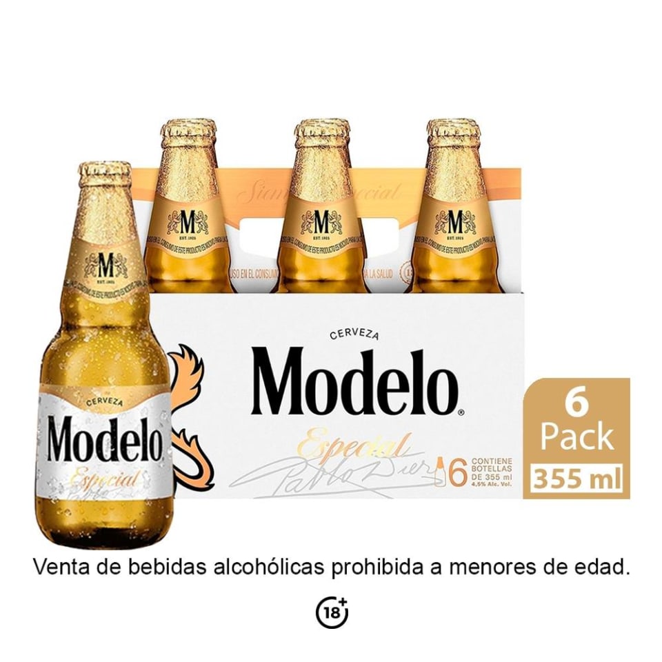 Cerveza clara Modelo Especial 6 botellas de 355 ml c/u | Walmart