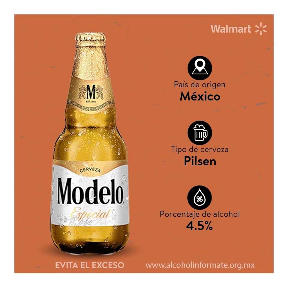 Cerveza clara Modelo Especial 6 botellas de 355 ml c/u | Walmart