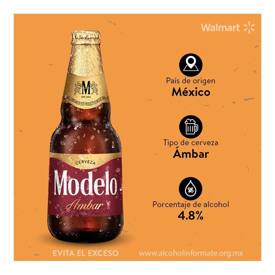 Cerveza Modelo ámbar 6 botellas de 355 ml c/u | Walmart