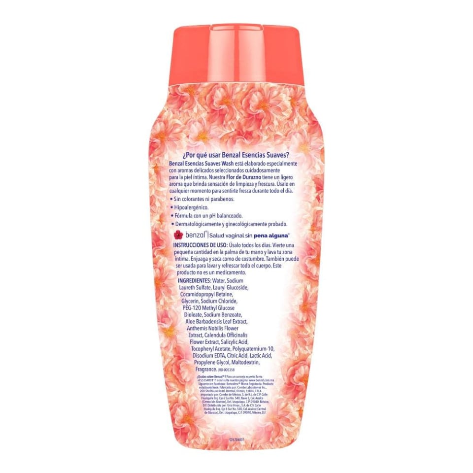 Shampoo íntimo Benzal Esencias Suaves Flor De Durazno 355 Ml Walmart 8213