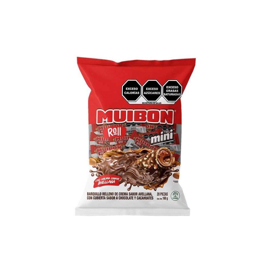 Chocolate Mui Bon mini sabor avellana 1 paquete con 20 pzas