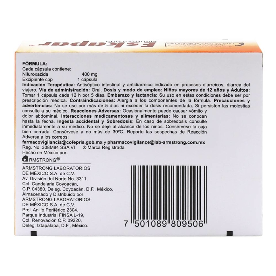 Eskapar Cápsulas 16 Pzas De 400 Mg Cu Walmart 4717