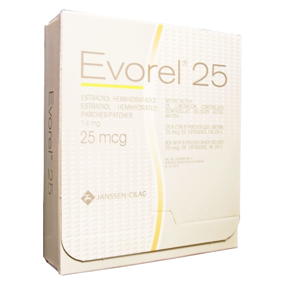 Evorel 25 parches 8 pzas de 25 mcg c/u