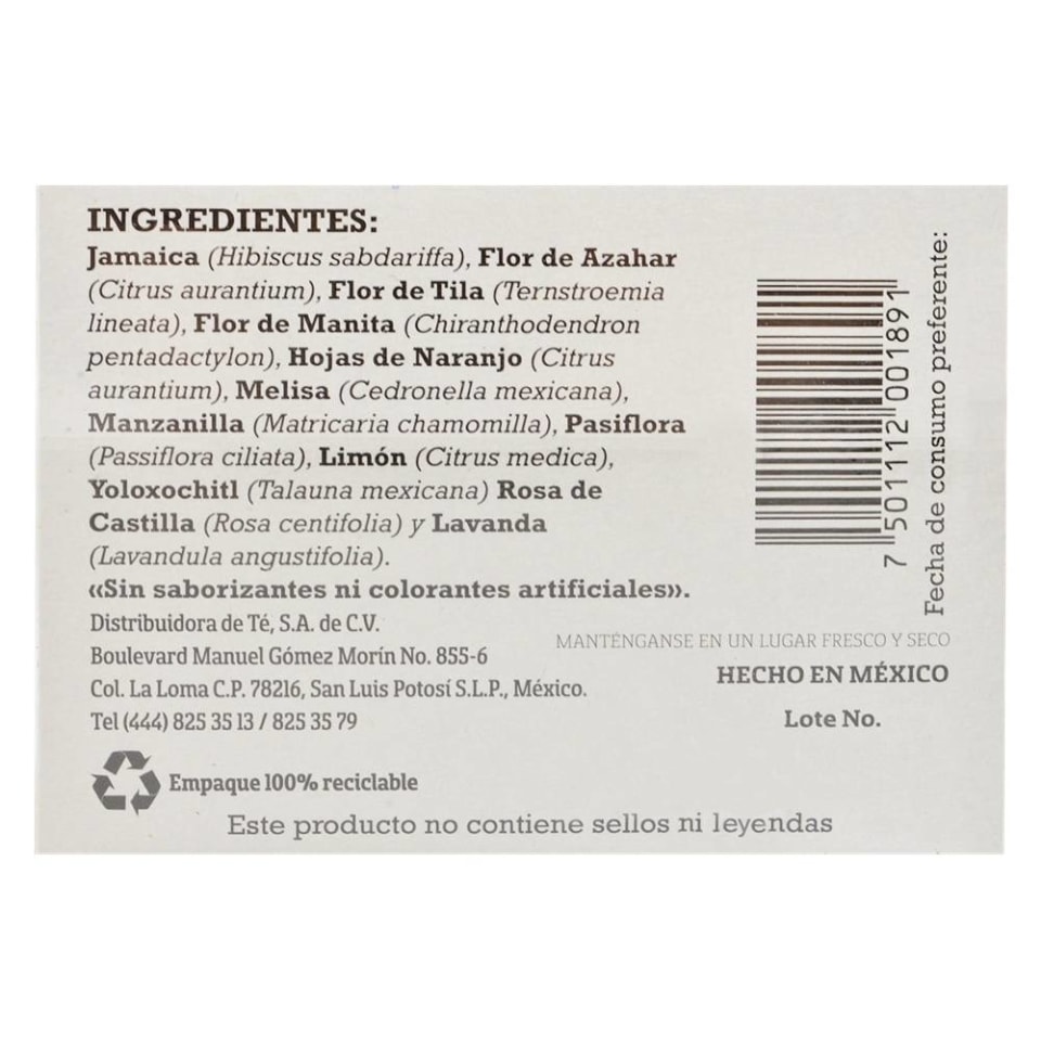 Té Plamesi Serena Té Lavanda 20 Sobres Walmart 8308