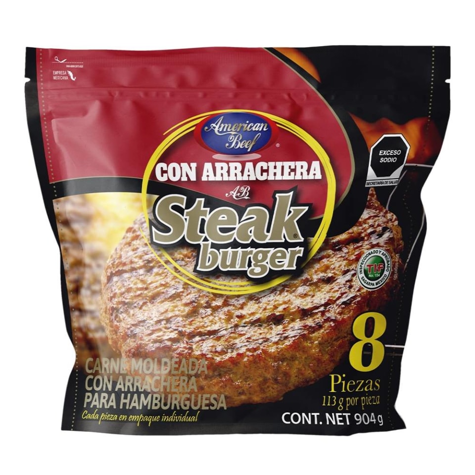 Carne para hamburguesa American Beef Steak Burguer con arrachera 904 g |  Walmart