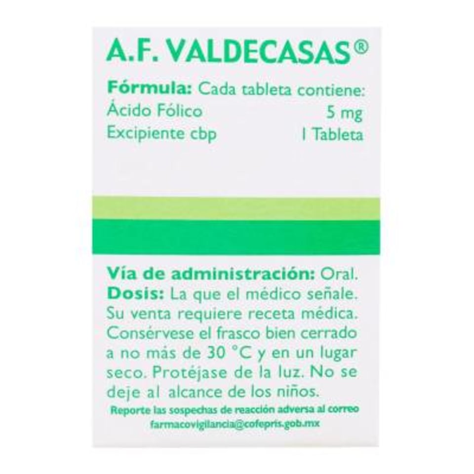 Af Valdecasas ácido Fólico 5 Mg 50 Tabletas Walmart 6476