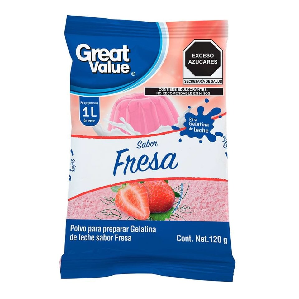 Polvo Para Preparar Gelatina Great Value Premium Sabor Fresa 120 G Walmart 1336