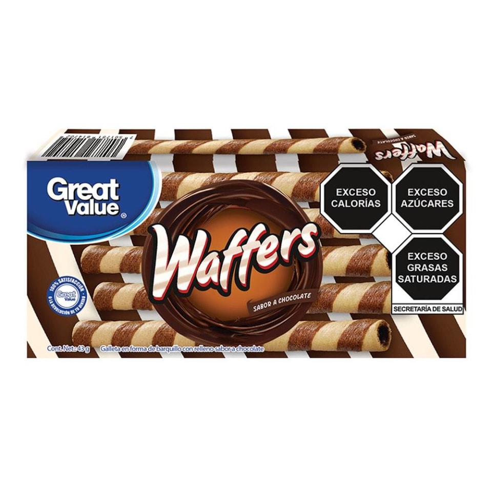 Galletas Great Value Waffers En Forma De Barquillo Con Relleno Sabor Chocolate 43 G Walmart 6962