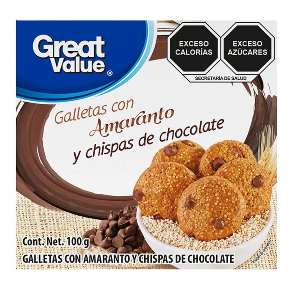 Galletas Great Value Con Amaranto Y Chispas De Chocolate 100 G Walmart 7050