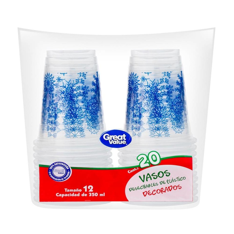 Vasos Desechables Great Value Tamaño 12 Navideño 20 Pzas Walmart 