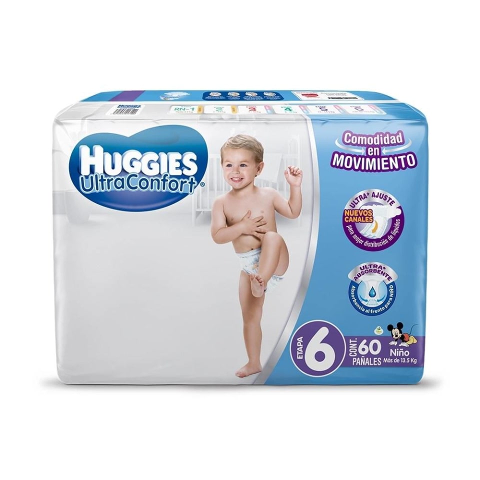 Pañales Huggies Ultra Confort etapa 6 niño 60 pzas | Walmart